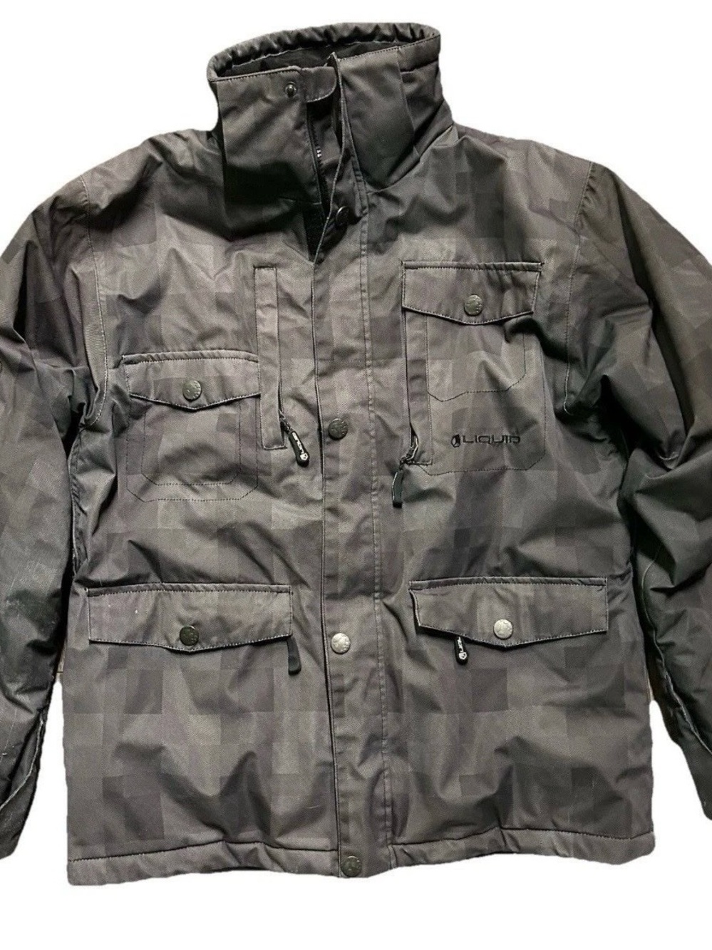 Men’s Liquid Venture Black Grey Waterproof Winter Ski Jacket Size XL Wear On Arm